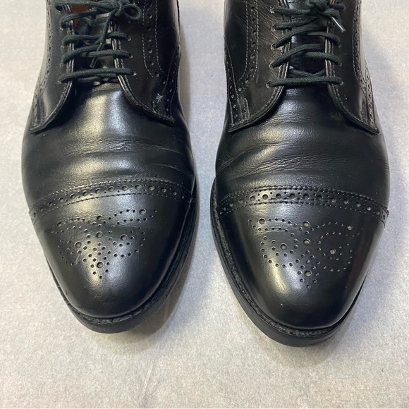 Allen Edmonds Men’s Sanford Dress Shoes Size 10 Leather Italy Black Heel Plates - Picture 3 of 14
